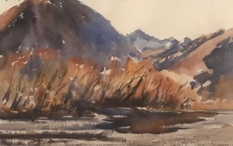 Debbie Lambert | Afternoon Light  | Dart River | Glenorchy | watercolour | McAtamney Gallery and Design store | Geraldine NZ